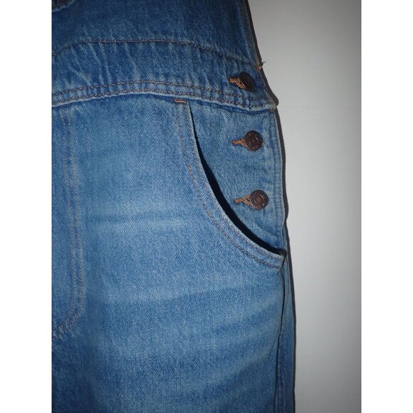 Levis Womens L Denim Overalls Blue Jean Carpenter Bib Pockets Button Closure New - Picture 3 of 8